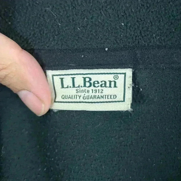 LL Bean Black Fleece Pullover Sweater LARGE Mens Casual 1/4 Zip Long Sleeve - Picture 4 of 6